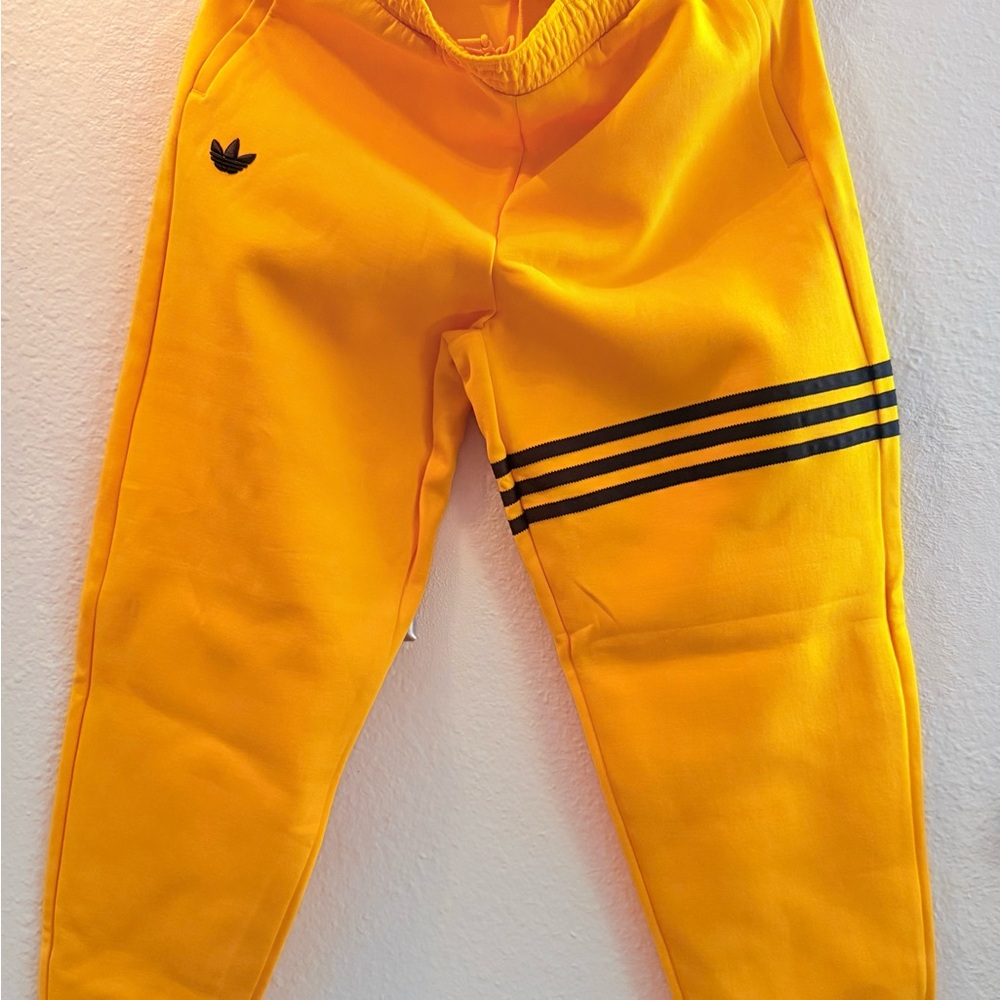 Adidas Original Bright Yellow Joggers with black accent